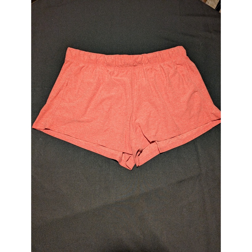 Athletic Works Womens XL 16-18 Coral Pink Heathered Knit Athletic Shorts Pockets